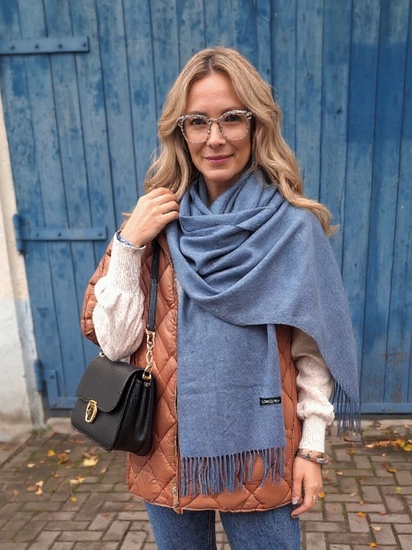 CTC-10 Denim szal damski zimowy Cashmere Touch Collection 200x70cm